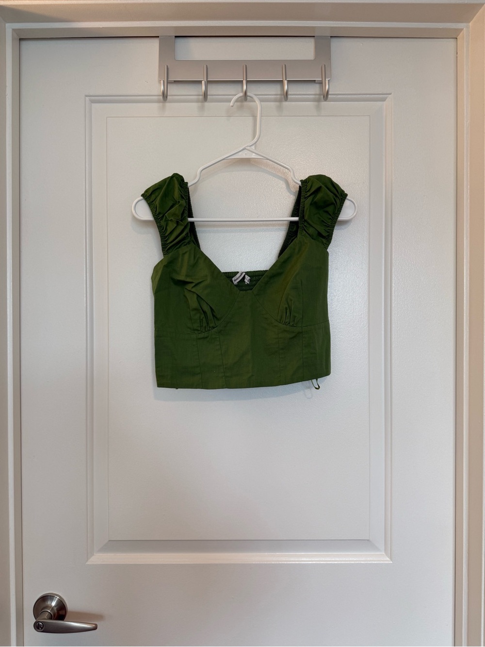 Abercrombie & Fitch Olive Green Ruched Strap Crop Top